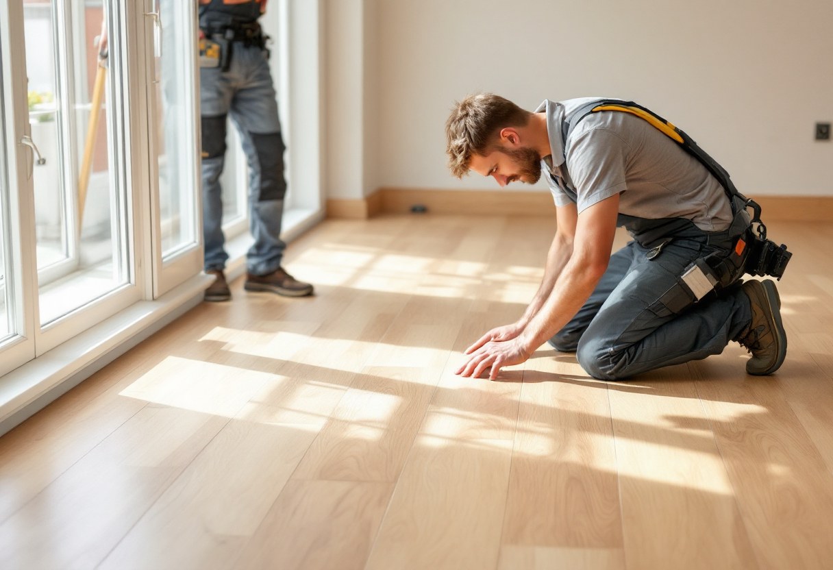 Pose de parquet contrecollé dans un salon à Bruxelles