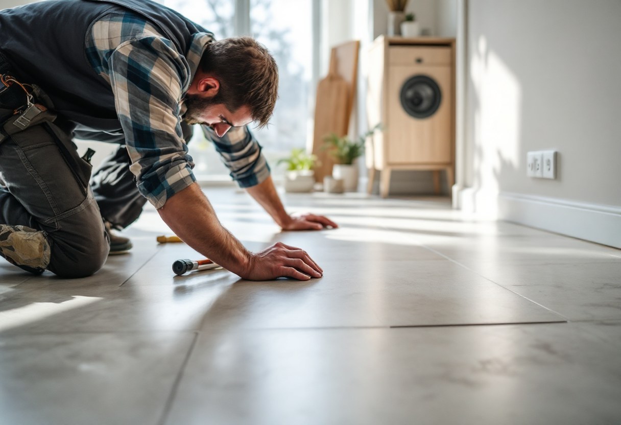 Pose de carrelage sol rénovation appartement Bruxelles
